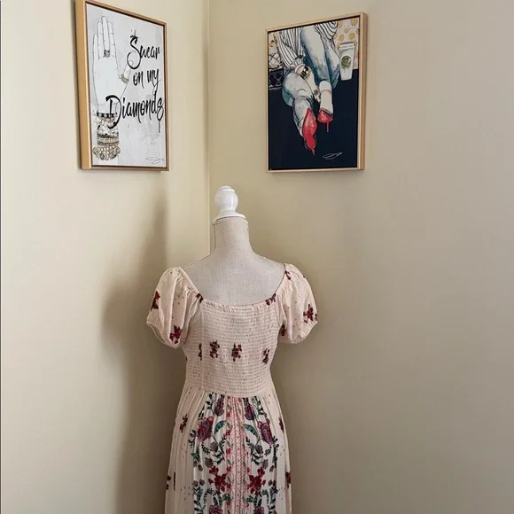 Angie Cream Floral Midi Dress - Picture 10 of 14